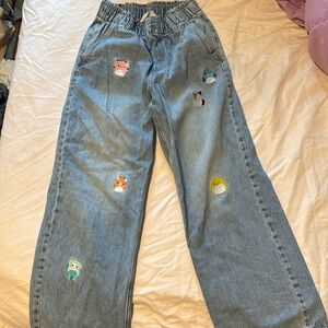 H&M size 10 girls wide leg Squishmallow jeans